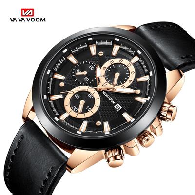 Quartz Watches Fashion Sports Quartz Movement Original Men's Leather Strap 30m Waterproof Calendar Men's Wrist Watch