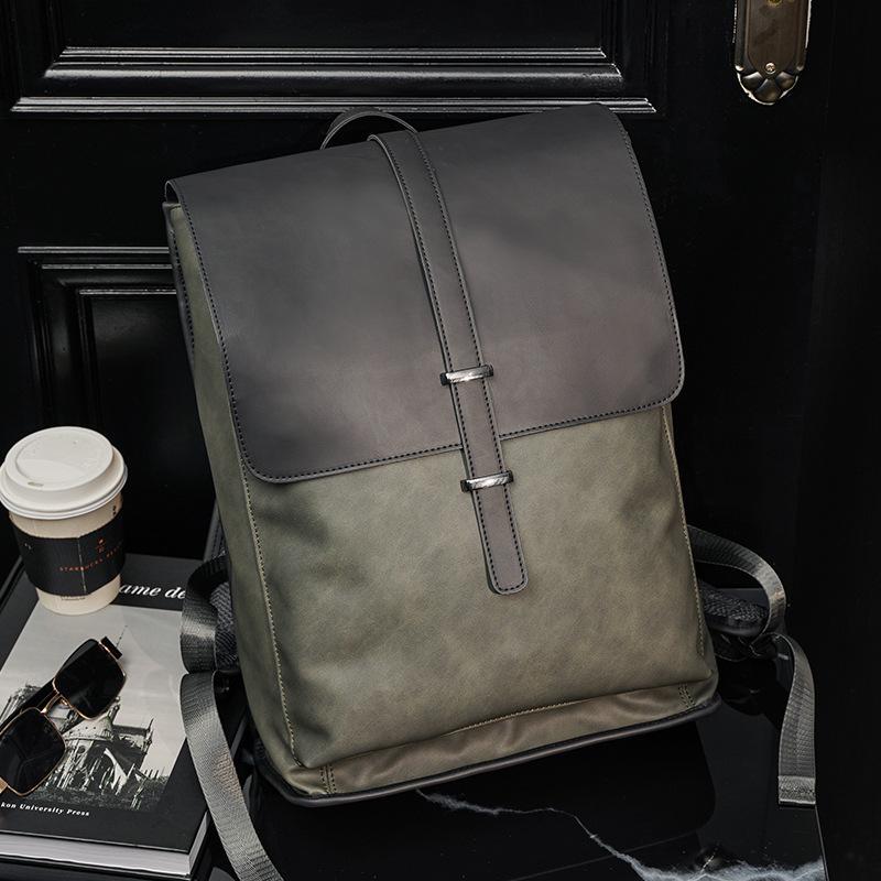Korean Trendy 2025 Leather Men's Backpack - Large Capacity School & Laptop Bag