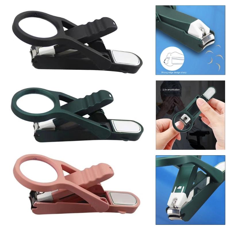 Removable Magnifier Nail Clippers with Splash Proof Design for Elderly Precisions Trimming Fingernails Toenails Cutter