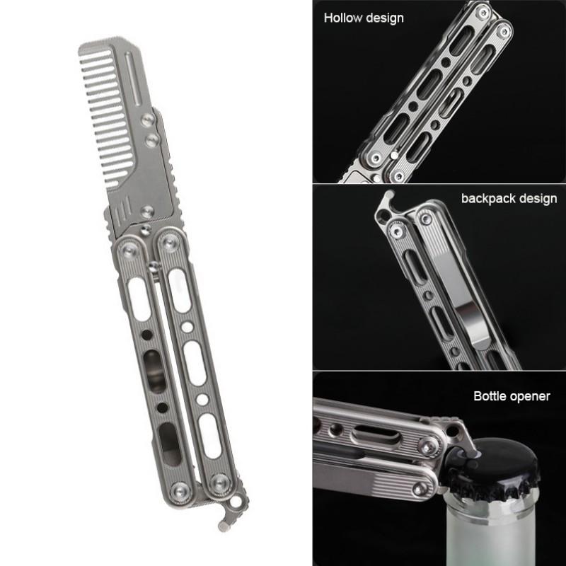 TC4 Titanium alloy Butterfly comb fold handmade knife beginner Unblocked blade butterfly training knife