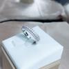 Silver Classic Full Diamond Pair Ring Personality Zircon Three Row Diamond Ring Female Wedding Engagement Valentine's Day