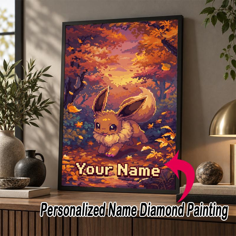 Personalized Eevee Diamond Art Custom Name 5D Diamond Painting Full Drill DIY Craft