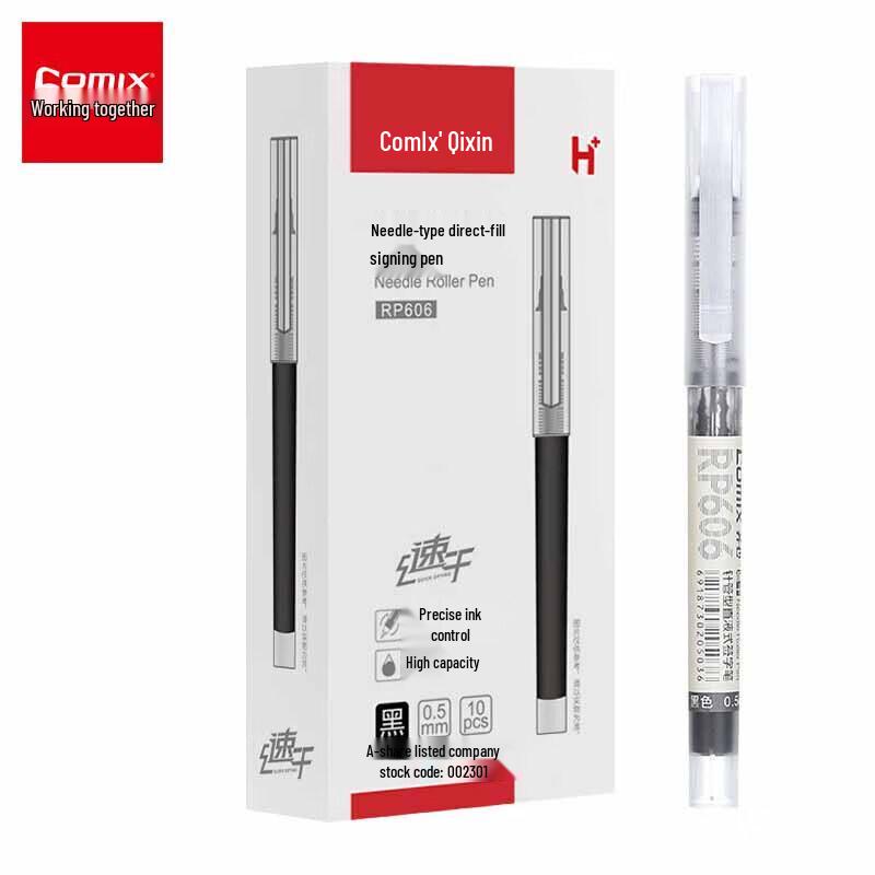 COMIX RP606 0.5mm Black Needle Tip Gel Pen 10-Pack