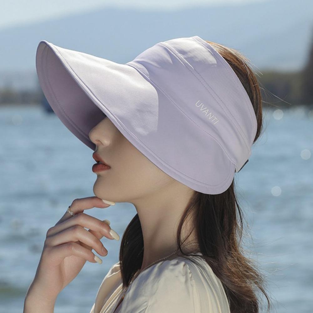Sunshade Folding Empty Top Cap Sunscreen Double-face Sun Hat Ice Silk High Ponytail Hat Girls