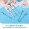 WTEMPO Beadable Keychain Bars Blank Detachable Metal Keychain Accessories for DIY Craft Beaded Key Chain Kit with Silver Finish