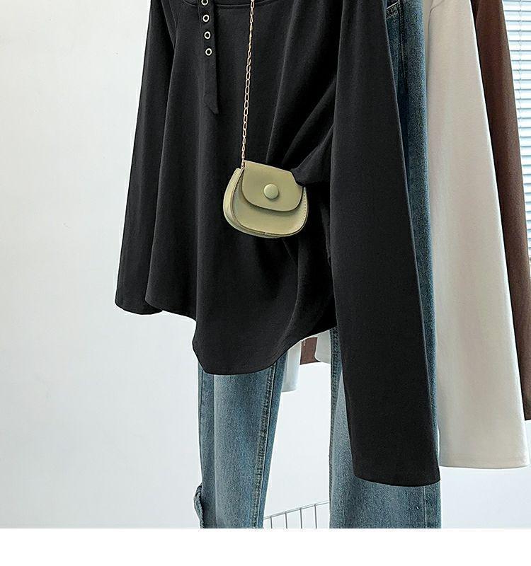 Plus Size Irregular One-Shoulder Long-Sleeve T-Shirt - Women's New Loose Slimming Top for Spring and Autumn