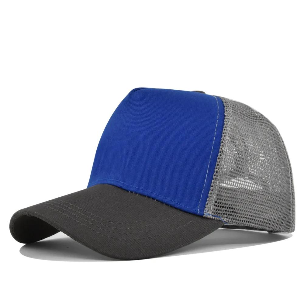Customized Logo Hard Top 5 Panels Mesh Baseball Cap For Men Women Advertising Cap Breathable Sun Hat Solid Color Visor Gorra