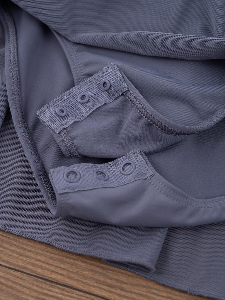 Girls Ballet Dance Dress Ruched Backless V Neck Suspenders Solid Color Exam Costume