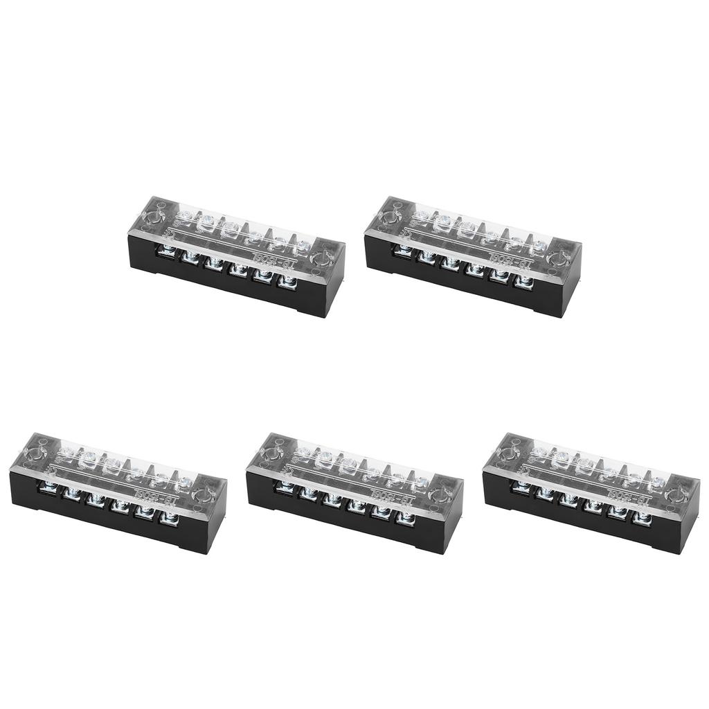 5pcs Terminal Block Barrier Strip Dual Row TB 15A 600V M3 Screws High Tenacity Wire Barrier Block 6 Positions(1506)
