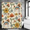 Cartoon Flower Plant Mushroom Rainbow Shower Curtain, Bathroom Decorative Shower Curtain, Waterproof Shower Curtain with Hooks
