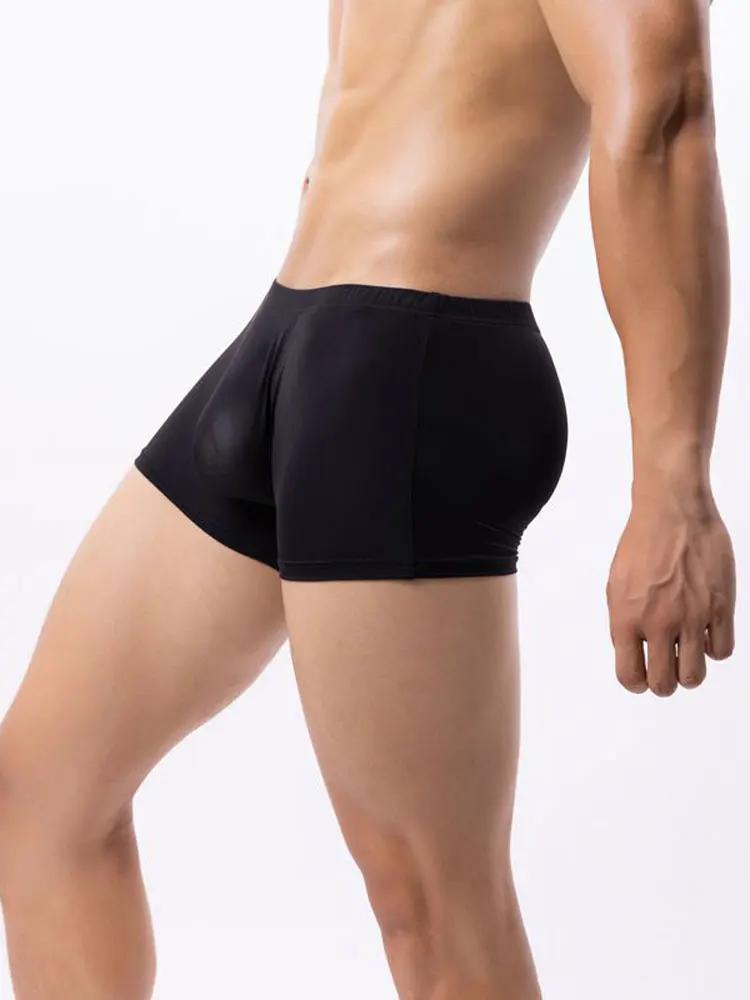 Thin Sheer Men'S Panties Sexy Ice Silk Breathable Low Waisted Underwear Seamless U Bulge Pouch Shaper Wear Man Lingerie Boxer