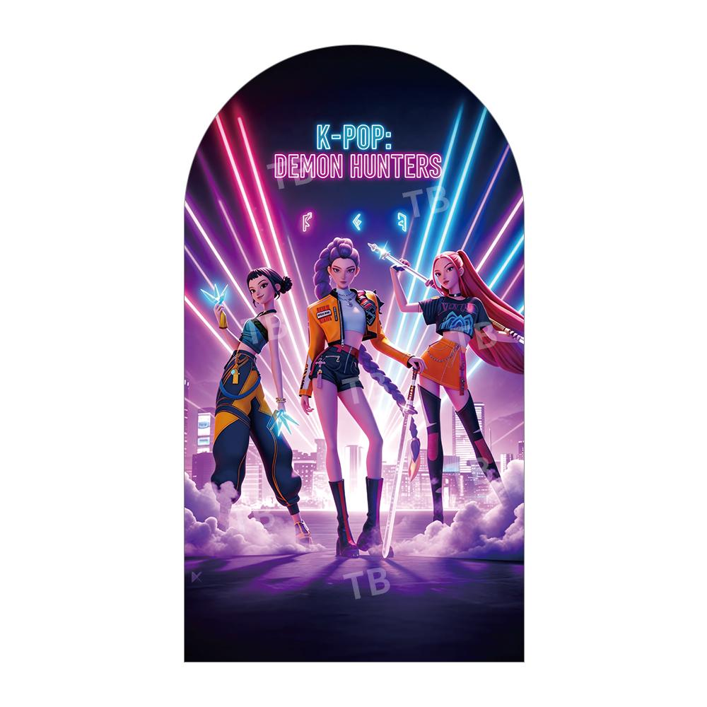 K-POP Demon Hunter Arch Backdrop Cover Girls Birthday Party Decoration Baby Shower Cool Stage Kids Photography Background Wall