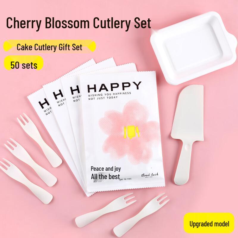 Disposable Birthday Cake Plate & Cutlery Set - 50 Packs