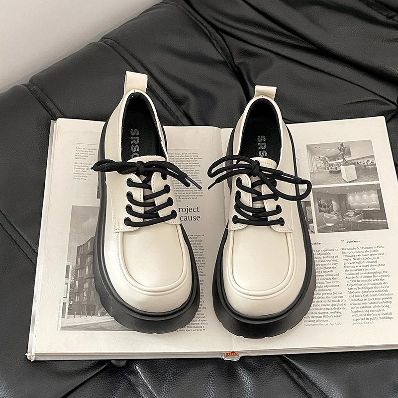 

Лоферы в британском стиле на платформе, маленькие кожаные туфли женские 2025 новая весна и осень, универсальная юбка, сказочный стиль, черные туфли-одиночки, тренд 40