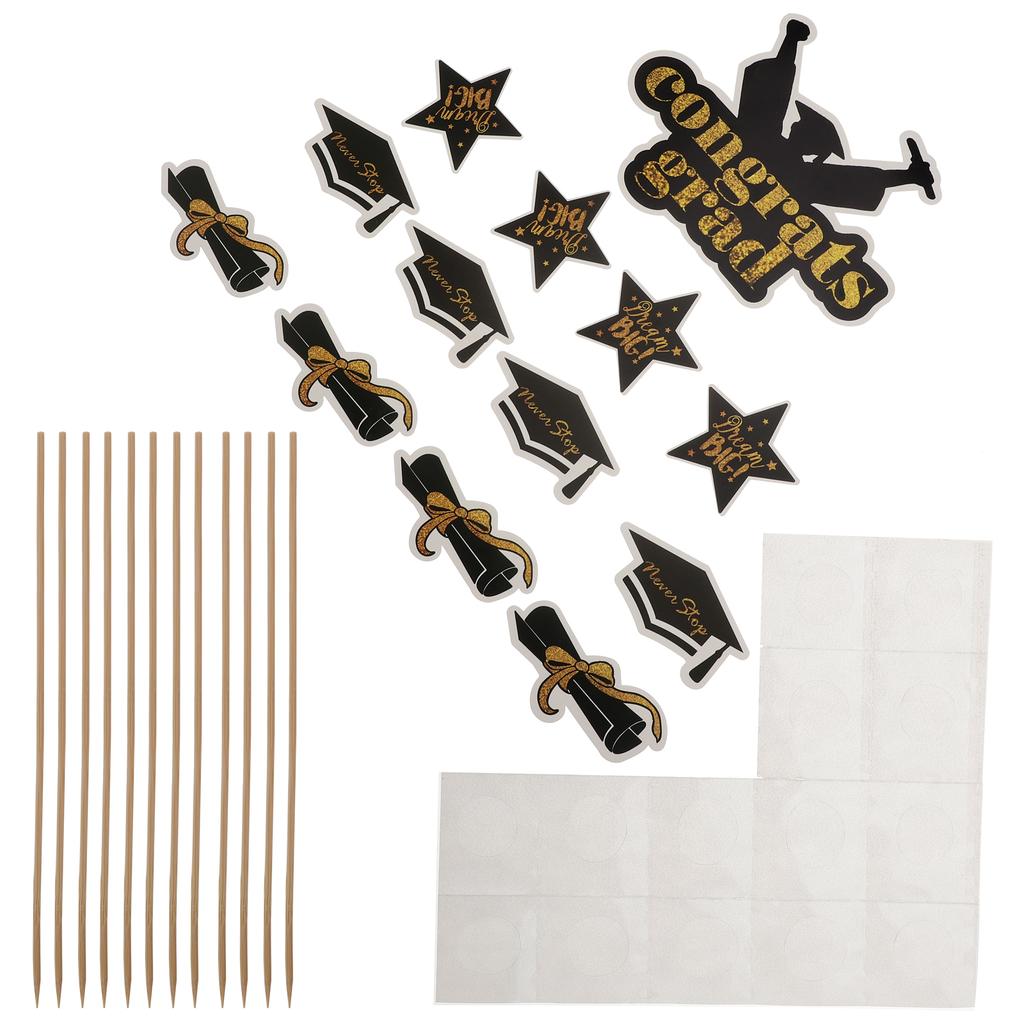 Congrats Grad Party Supplies Insert Card Decor Paper Cup Graduation Decorative Topper Fruit Picks