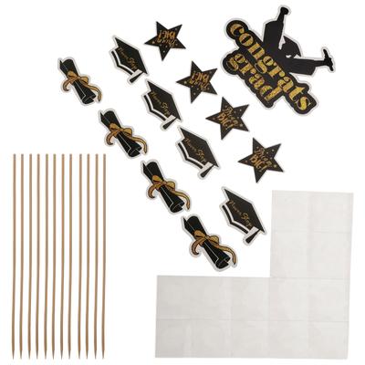 Congrats Grad Party Supplies Insert Card Decor Paper Cup Graduation Decorative Topper Fruit Picks