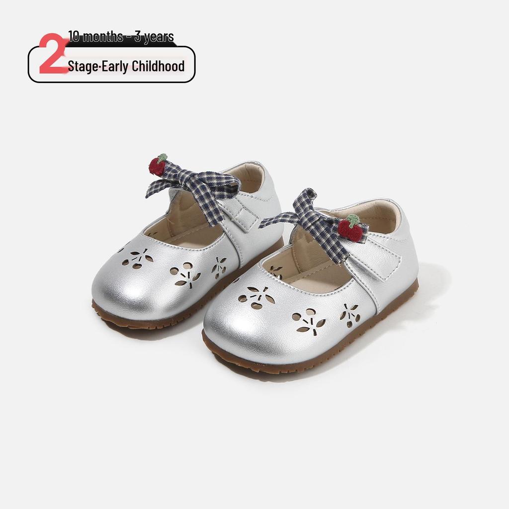 Spring 2026 Lace Trim Baby Pre-Walking Shoes: Soft Leather, Non-Slip Sole for Girls