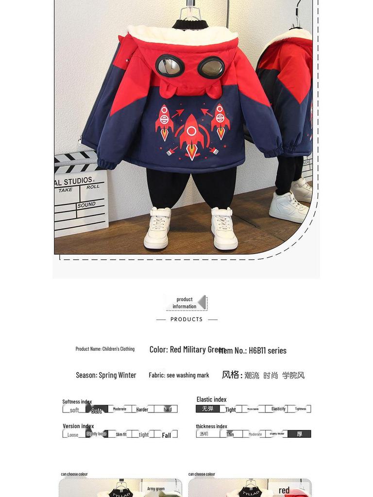 Winterparka für Jungen mit Fleecefutter und Kapuze