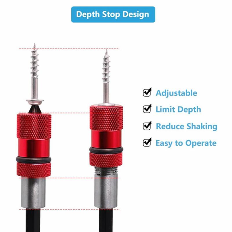 Magnetischer Bithalter mit Phillips PH2 Schraubendreherbits, 1/4 Zoll Sechskantschaft-Antriebsbits, Tiefenverstellbarer Schraubhalter, 60mm Länge