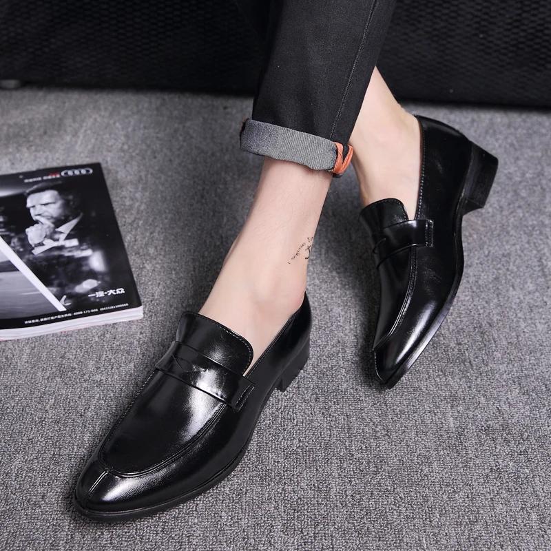 Men's Penny Loafers Slip On Leather Male Casual Office Business Dress Shoes Men Fashion Party Wedding Formal Shoes Footwear