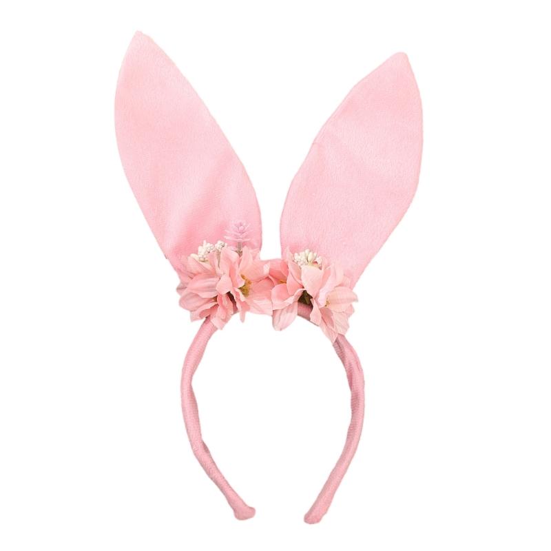 Roleplay Bunnies Girl Headband with Flower Designs Anime Headband Easter Cosplay Headdress Festival Dressingup Accessory
