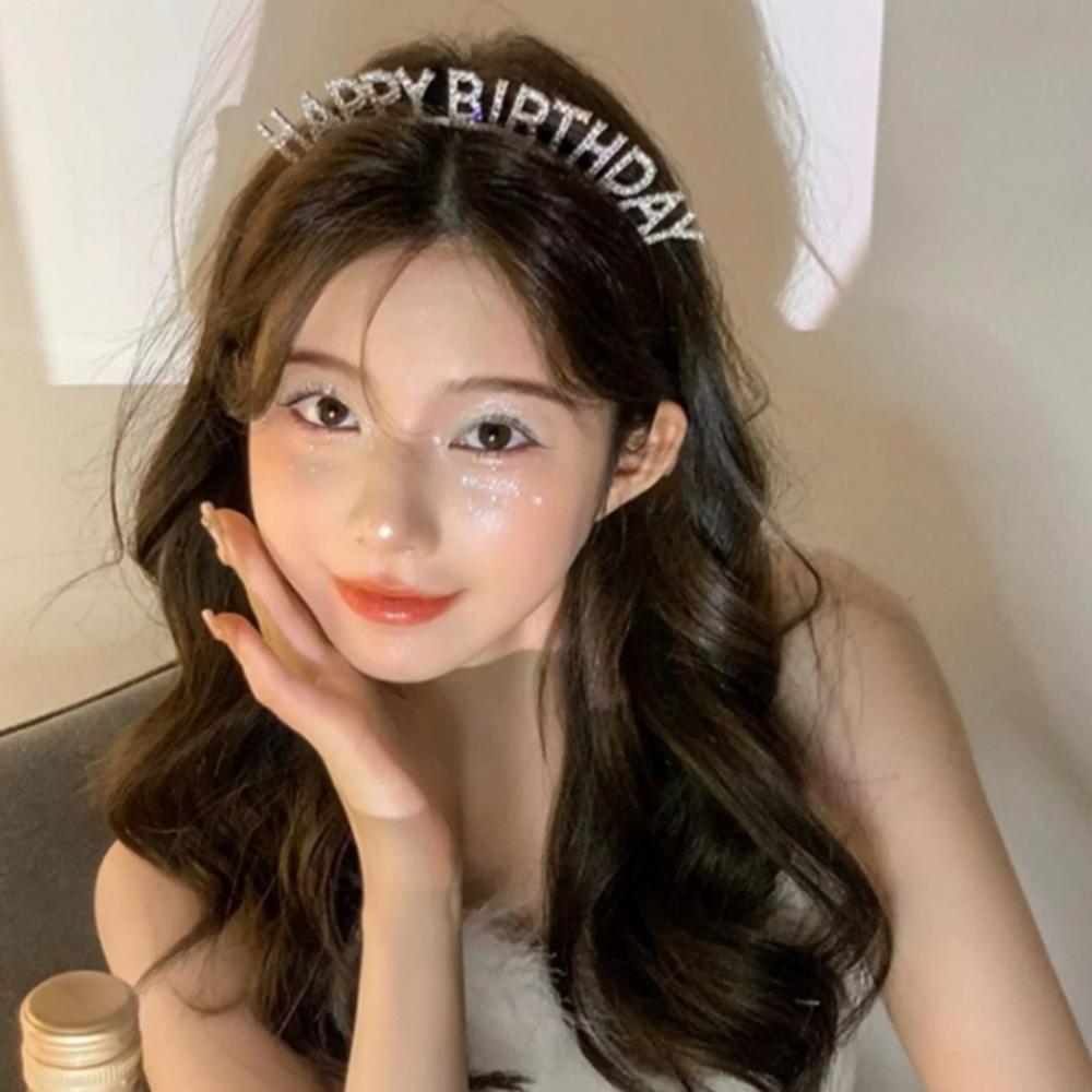 EDZON "Happy Birthday" Two(2) Headbands (Silver+RoseGold)