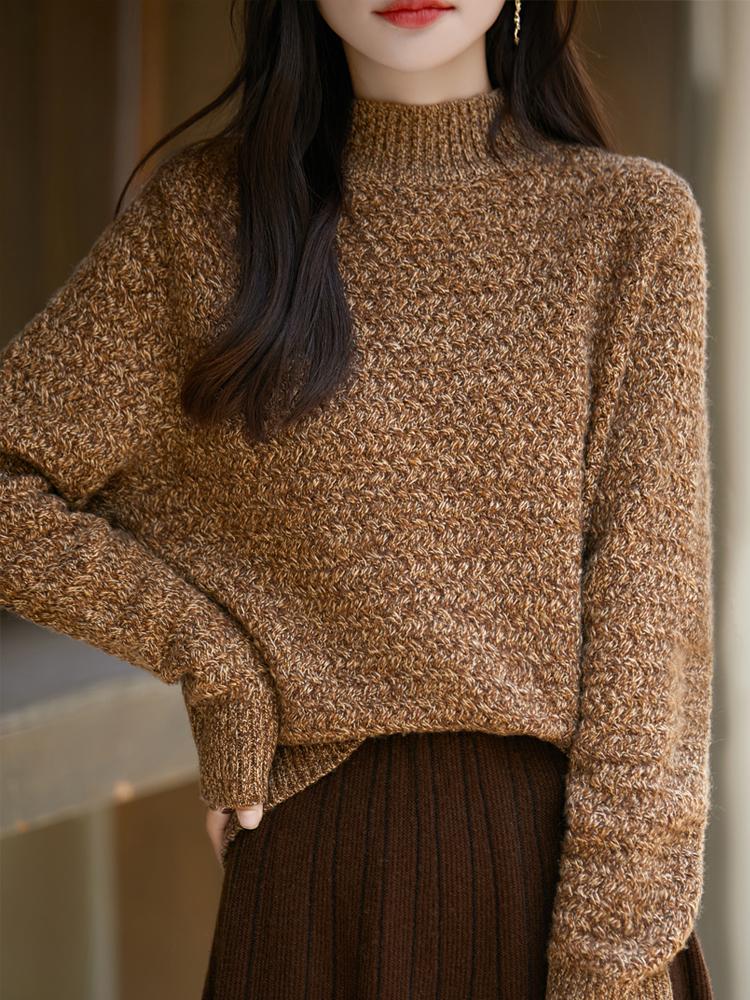 Pulover de damă din cașmir Qinghe cașmir 50% mătase 50% lână pulover din cașmir de toamnă și iarnă moale și calduroasă