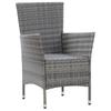 9 Piece Garden Dining Set with Cushions Poly Rattan Gray