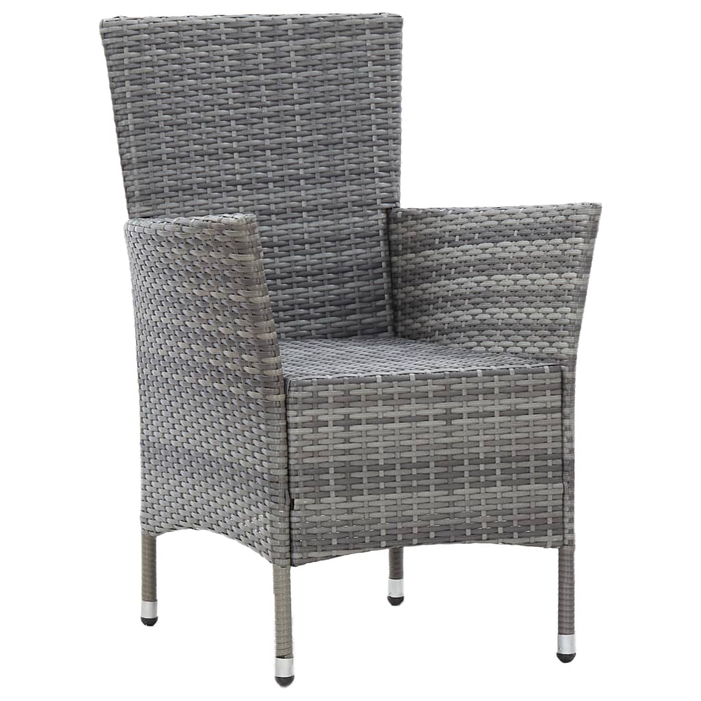 9 Piece Garden Dining Set with Cushions Poly Rattan Gray