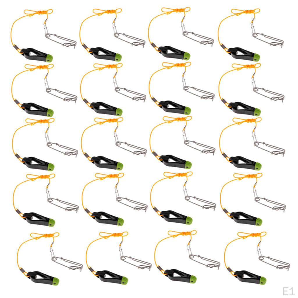 20pcs Heavy Tension Power Release Clip with Leader for Weight, Planer Board,