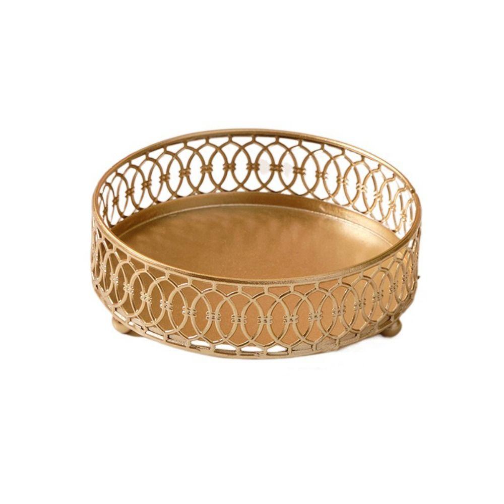 

Многофункциональный 1/2-уровневый железный декоративный поднос, водонепроницаемая полка для хранения косметики, золотистый столик для фруктов