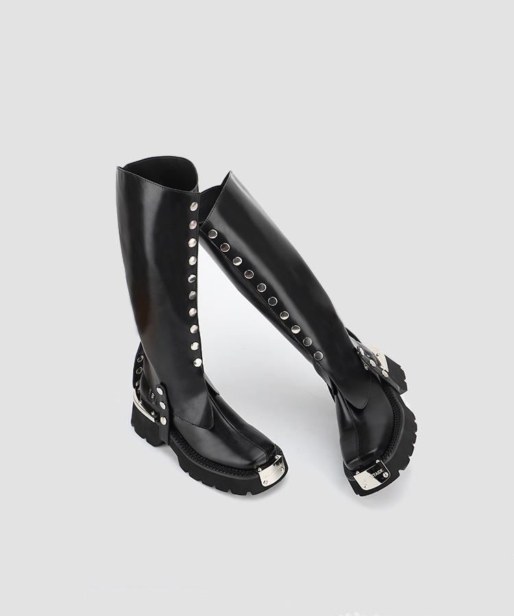 Ankle Boots for Women 2025 Spring Motorcycle Boots Thick Heel Platform Shoes Woman Slip on Toe short Boots