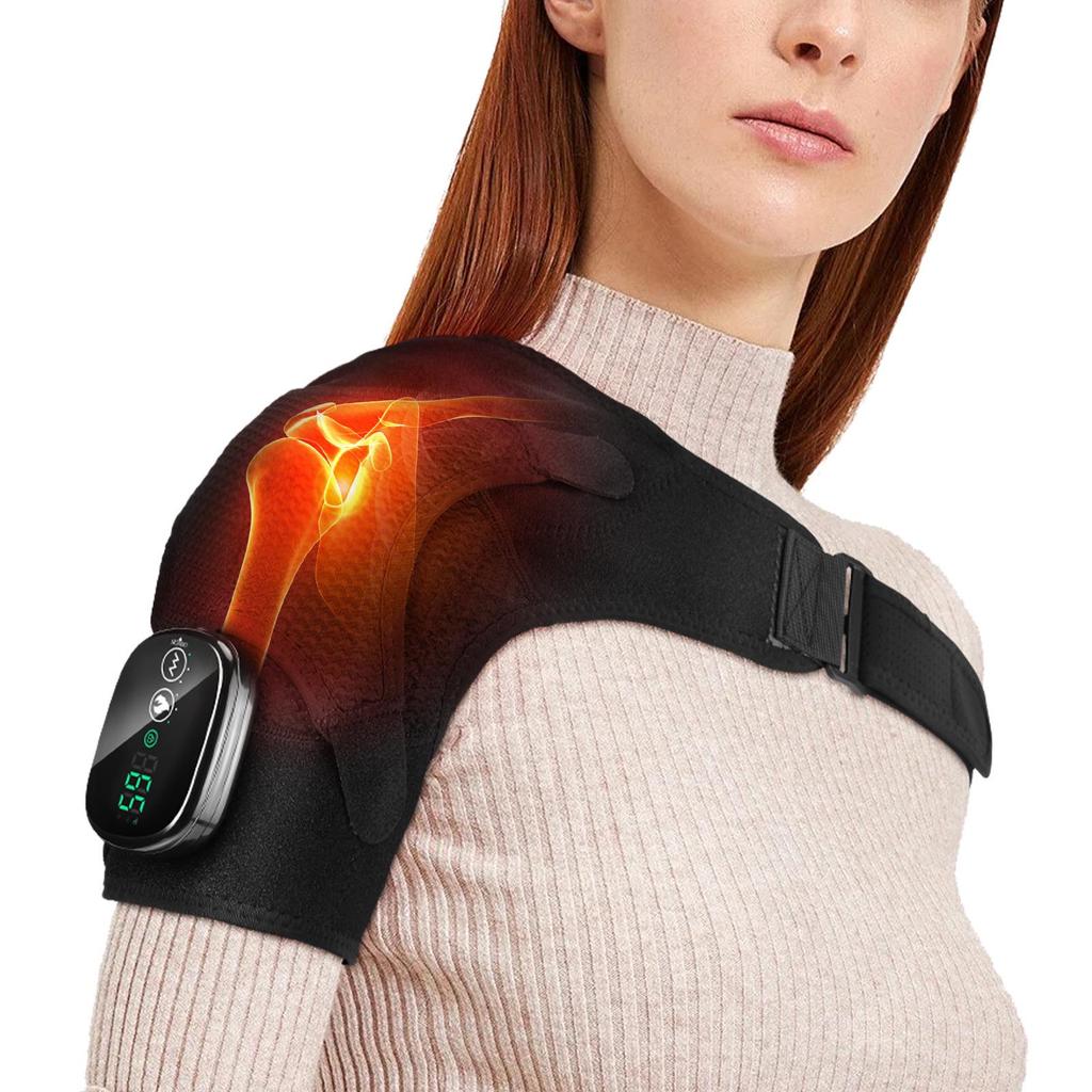 Wireless Heated Shoulder Massager with Vibration Therapy