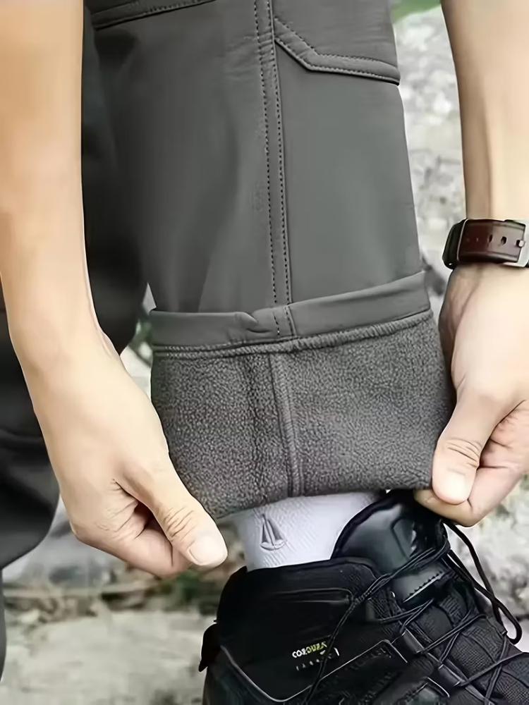 Pánské outdoorové sportovní trekingové fleecové kalhoty tepláky vícekapsové kalhoty městské teplé cargo kalhoty