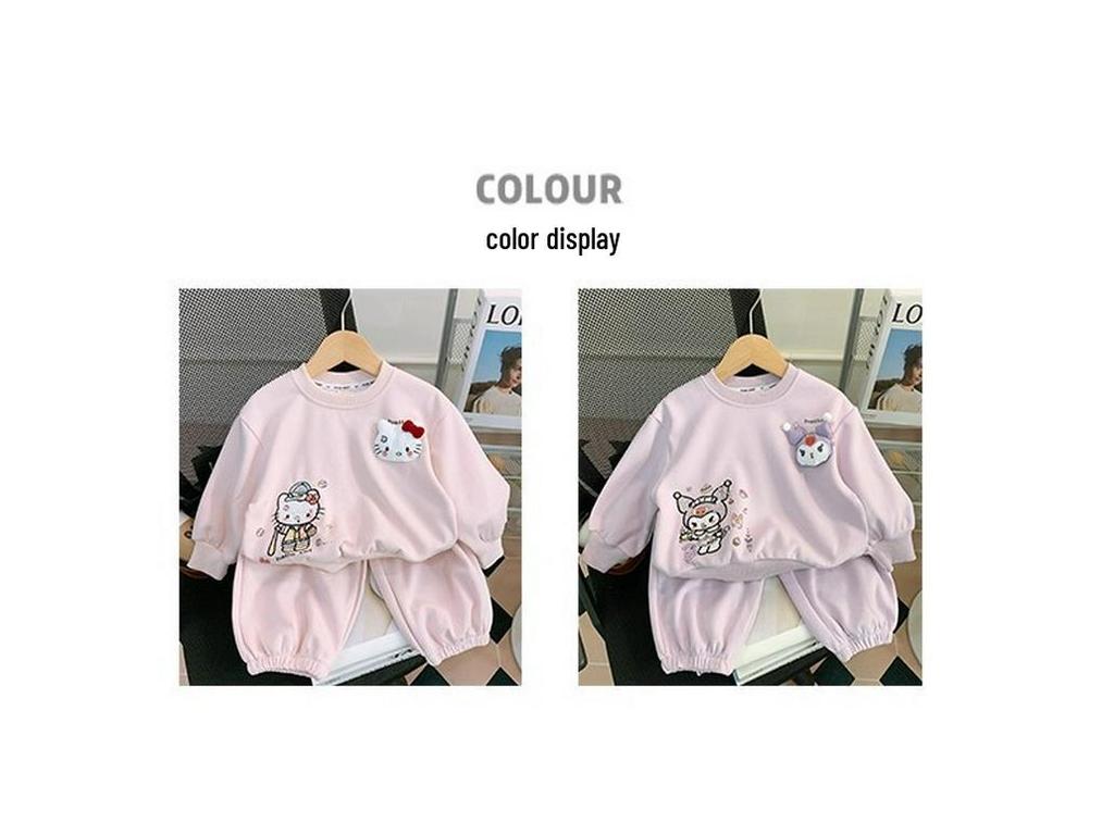 Girls' 2025 Spring/Autumn Cartoon Doll Sportswear: Fashionable Two-Piece Set