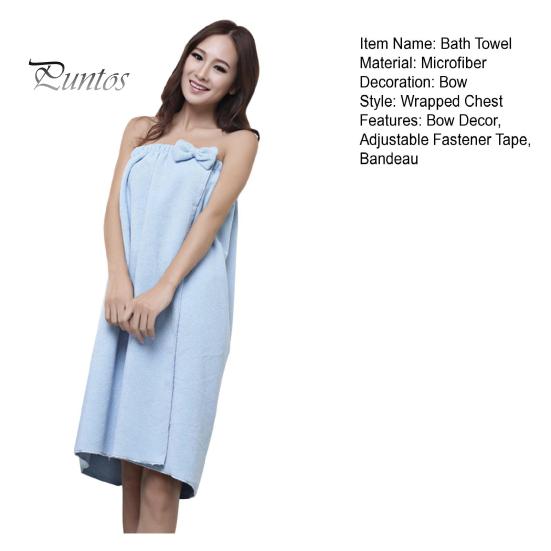 Asciugamano da Bagno con Decorazione a Fiocco in Microfibra con Chiusura Regolabile a Velcro, Stile Avvolgente sul Petto, Asciugamano da Bagno Elasticizzato a Fascia