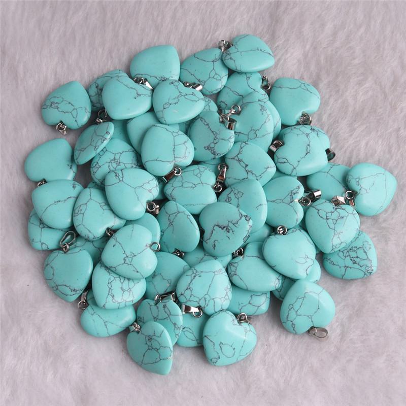 20mm Crystal Agate Heart Necklace Pendant - Natural Stone Jewelry Accessory