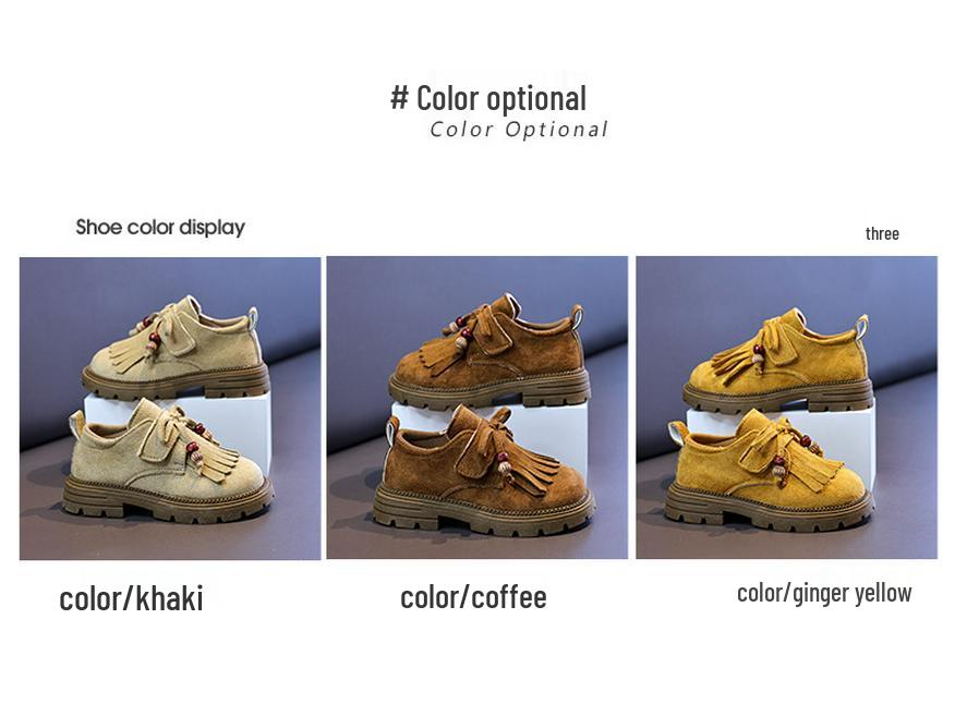 Girls' Tassel Birkenstock-Style Soft-Soled Velcro Loafers - Retro Leather Kids' Shoes (2025)