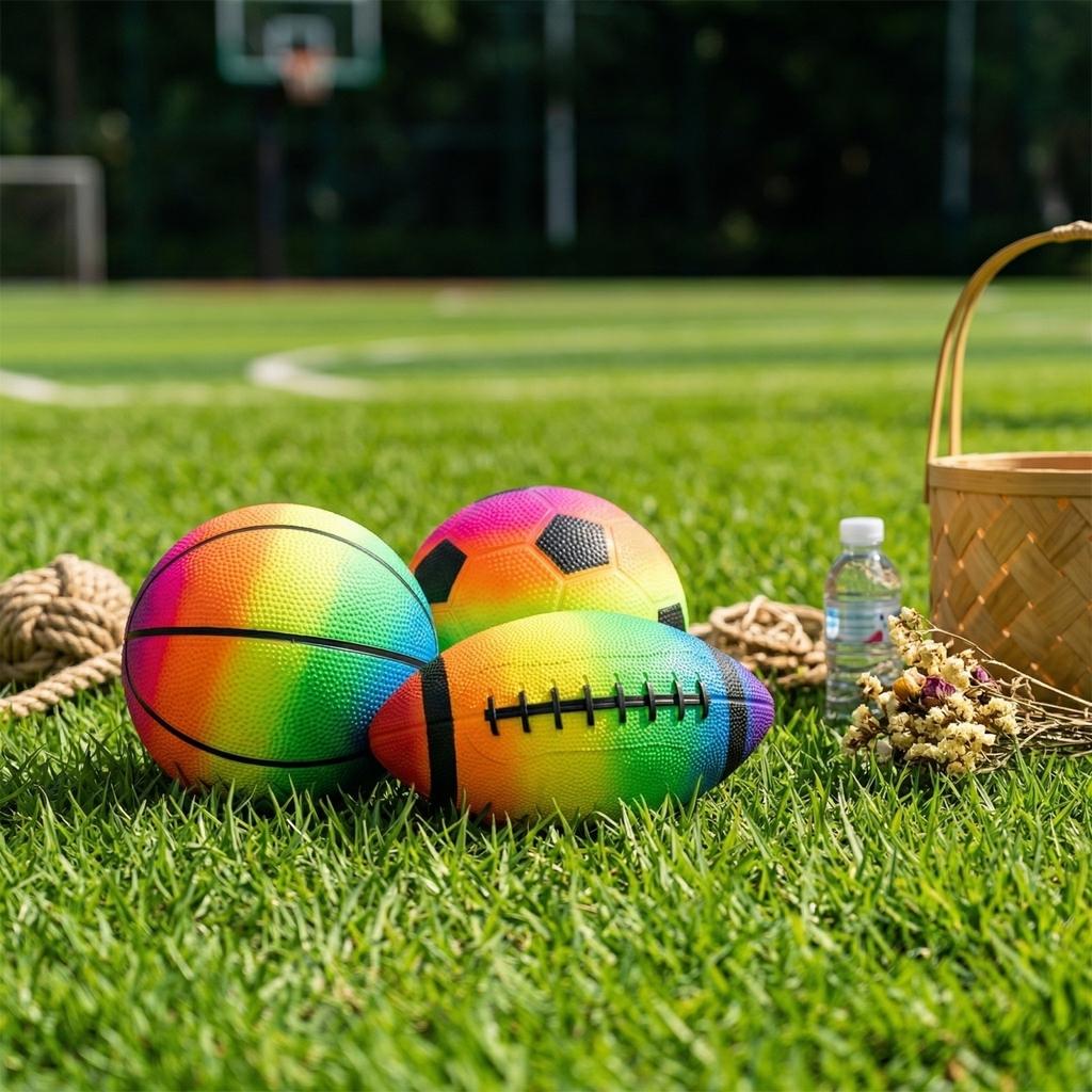 Sports Ball Set 6-inch Neon Basketball Soccer Ball Playground Ball PVC Spray Ball