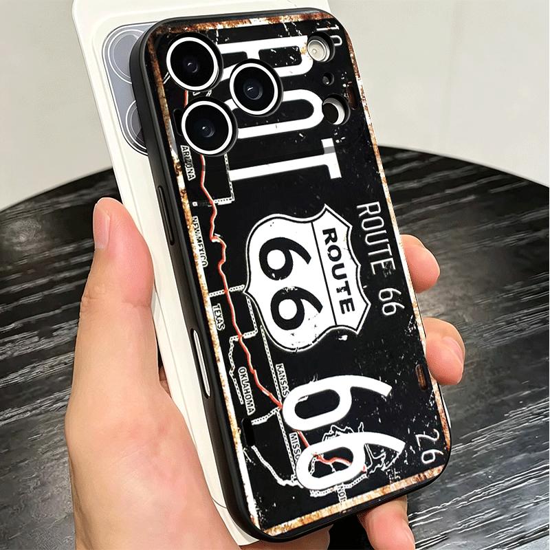 Retro Vintage License Plate Soft Phone Case for iPhone 16 16E 17 Air 15 Pro Max 14 Plus 13 Mini 11 12 7 Black Cover Back Shell