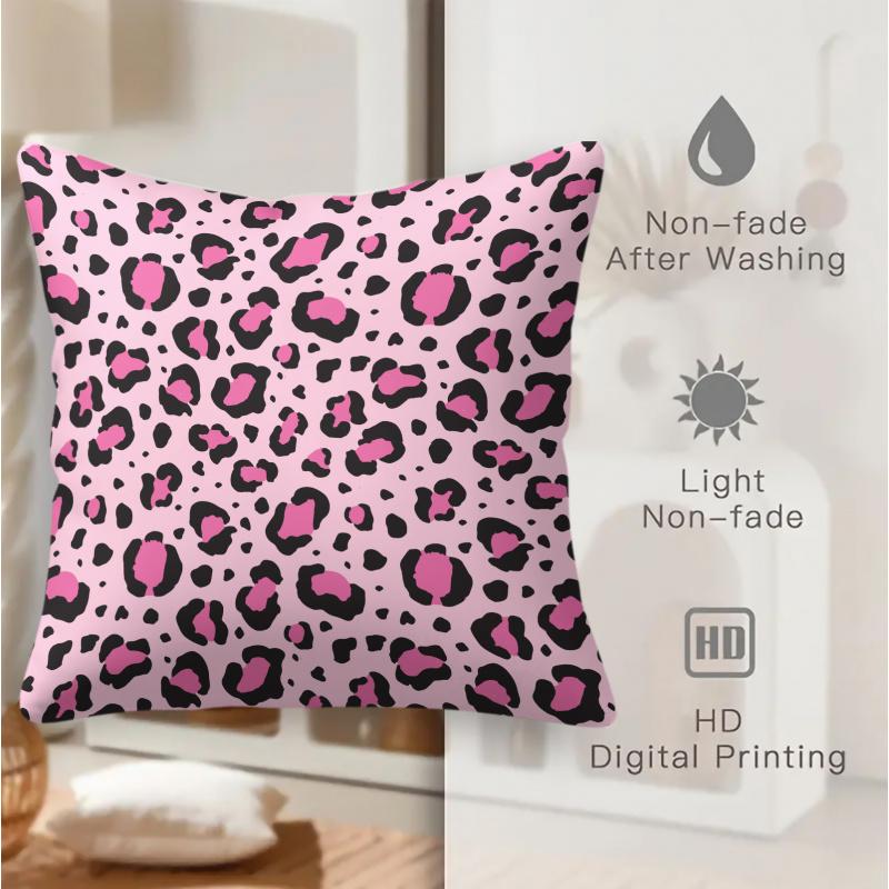 Trendy Dopamine Leopard Print Pillow, 18.18 Inch Soft Plush Cushion With Pillow Insert, Home Decor For Dorm, Living Room