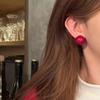 New Limited Earrings, Wine Stains, Cherry Red Pearl Stud Earrings, Women'S Light Luxury High-End Sense, Unique, Beautiful And Beautiful Earrings