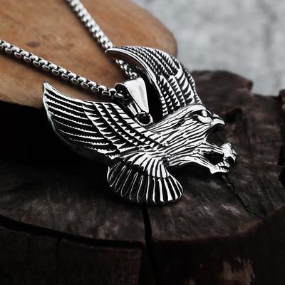 Herren Retro Adlerflügel Anhänger Halskette - Edelstahl