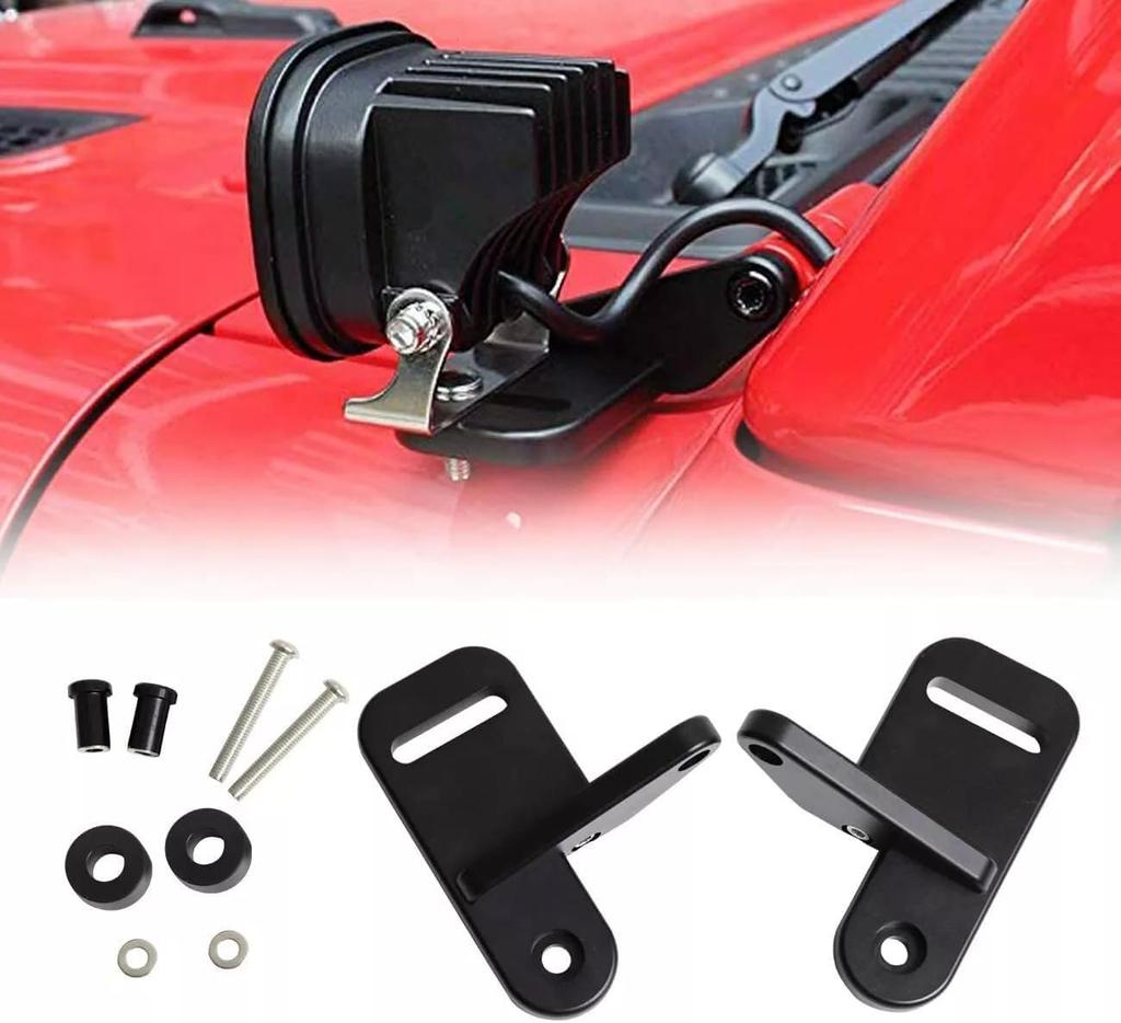 Largoods Work Light Front Assist Mounting Dual Light LED Pod Ladder Dual Light Bracket for Jeep JL JLU Sahara Rubicon Sport Set of 2 Bracket, A-Pillar