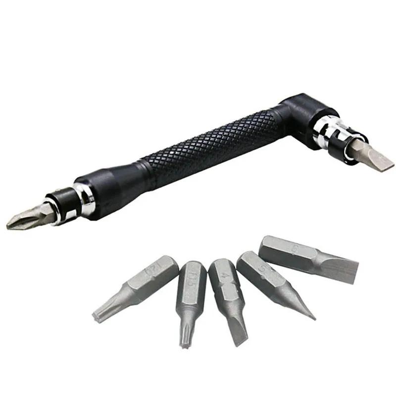 L-Shaped Double Head Screwdriver Utility Mini Socket Wrench 1/4" 6.35mm Screwdriver Bits Key Tool And Screwdriver Bit Drill Set
