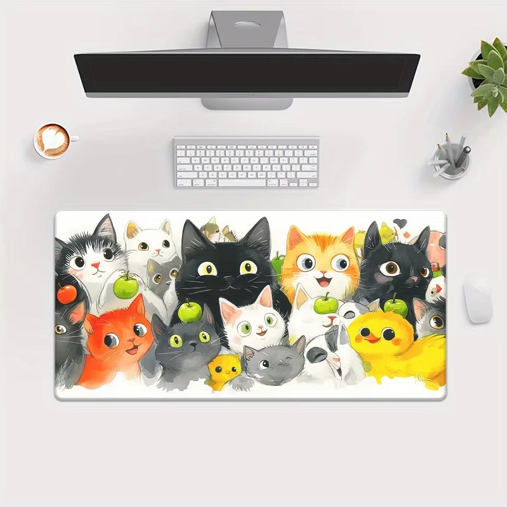 VIKAMA Cartoon Animation Cat Desk Mat Mouse Pad Desktop Game Pad Keyboard Mat Non-Slip Waterproof