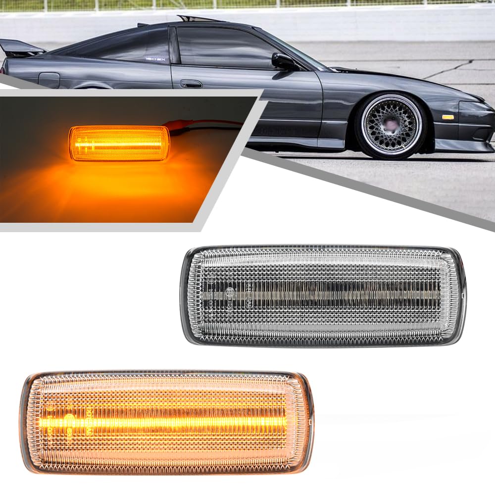 Mingrui Test 2pcs Amber LED Side Marker Lights Ni.ssan 180SX JDM Spec 1989-1998 Front