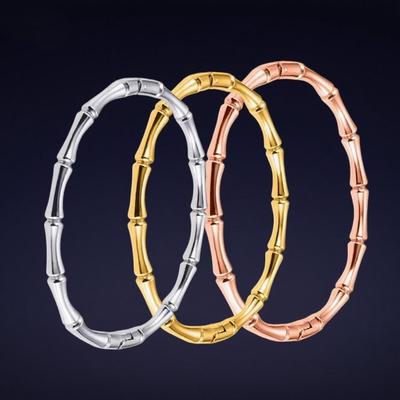 Gold Plated Bamboo Section Stainless Steel Bracelet - European & American Style Women's Jewelry
