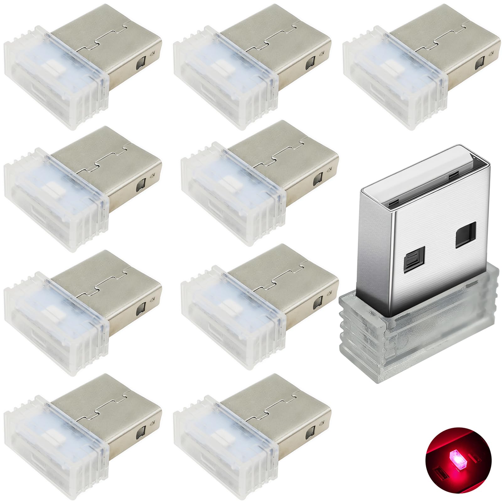 USB Atmosphere Light, CTRICALVER Car USB Light (Red), Plug-in 5V