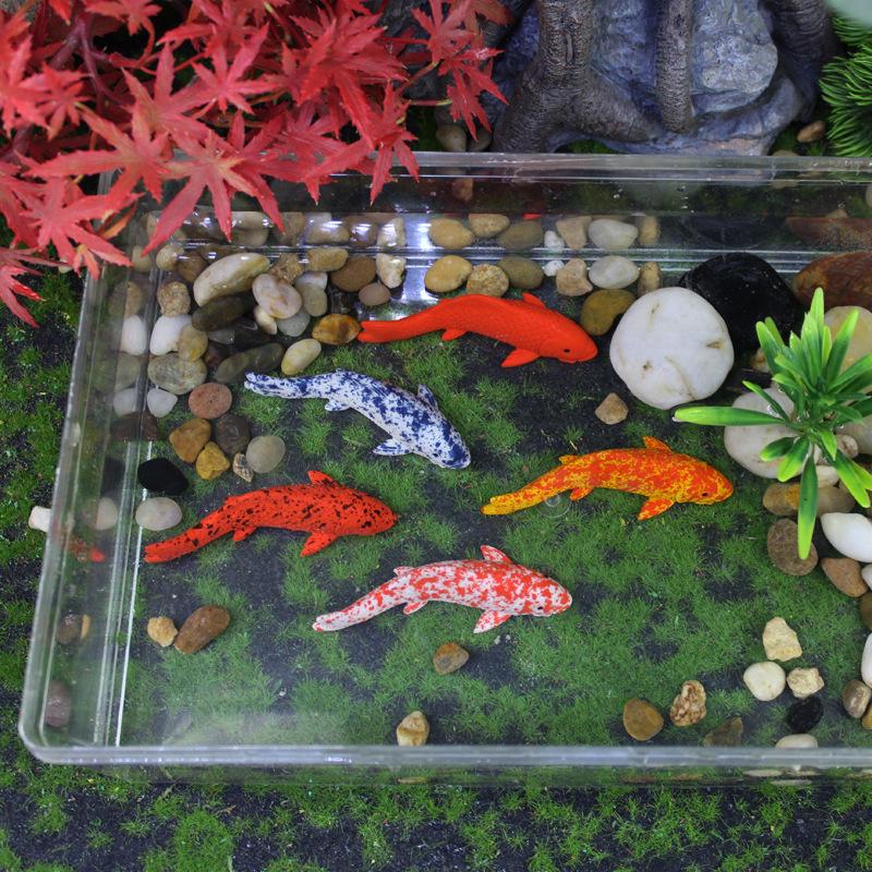 Realistic Koi Fish Micro Landscape Aquarium Ornament Resin Figurines